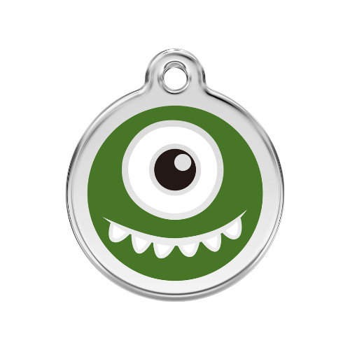 Red Dingo Monster Enamel Stainless Steel Dog ID Tag — Green Medium