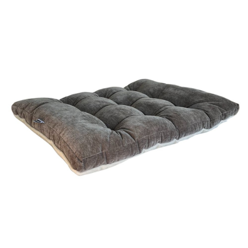 Bowsers Pet Dream Faux Fur Futon Pillow Crate Mat Bed — Fawn + Bark Reverse Side