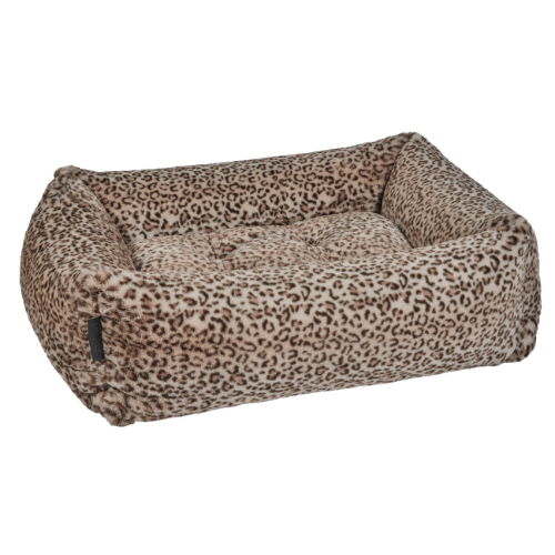 Modern Franklin Lounge Dog Bed by Bowsers in Leopard faux fur fabric