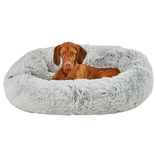 Bowsers Pet Products Faux Fur Icelandic Shag Nesting Dog Bed with dog