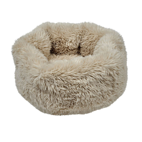 Fluffernutter Muffy Fluffy Faux Fur Cozy Nesting Burrow Dog Bed Side View