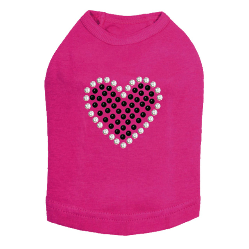 Dog In The Closet Black Bling Heart Valentine Dog Tank Tee — Fuchsia