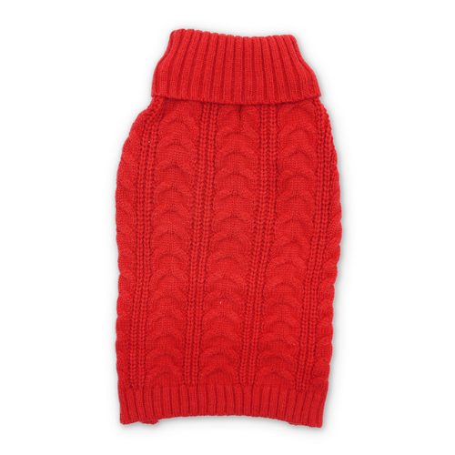 Dogo Pet Fashions Red Cable Turtleneck Dog Sweater Back View
