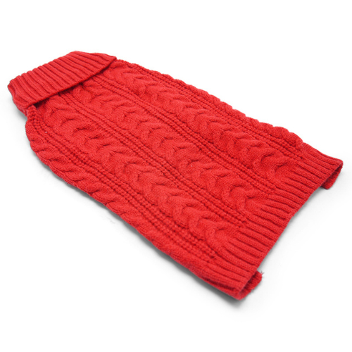 Dogo Pet Fashions Red Cable Turtleneck Dog Sweater Back View