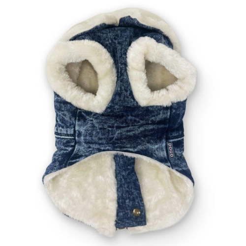 Dogo Pet Fashions Denim Athletic Runner Winter Dog Coat Front View