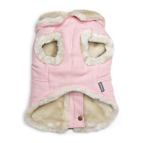 rry Pink Vintage Athletic Runner Winter Dog Coat Front View