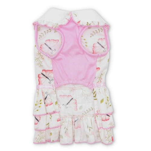 Dogo Pet Fashions Butterfly Ruffled Skirt Dog Dress Chest View