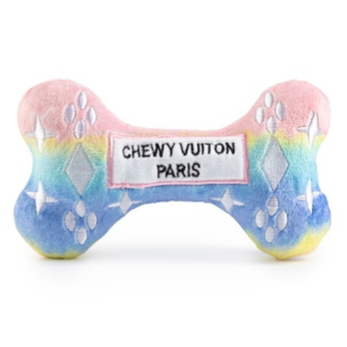 Haute Diggity Dog Pink Ombre Chewy Vuiton Bone Designer Plush Dog Toy Front View