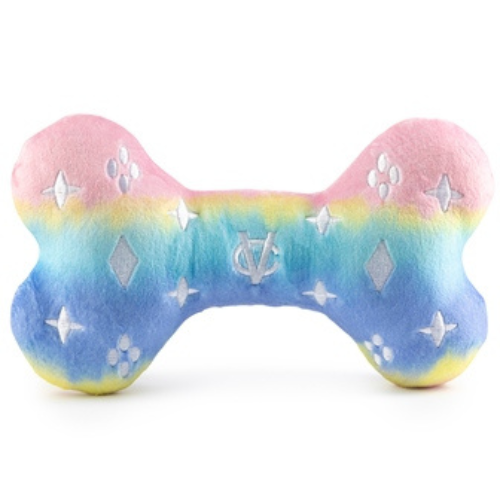Haute Diggity Dog Pink Ombre Chewy Vuiton Bone Designer Plush Dog Toy Back view