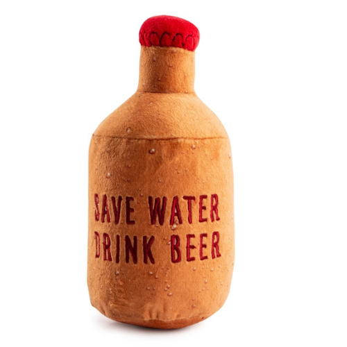 Haute Diggity Dog Woofs Beer Bottle Designer Plush Dog Toy Back View
