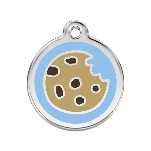 Red Dingo Cookie Enamel Stainless Steel Dog ID Tag Light Blue Large