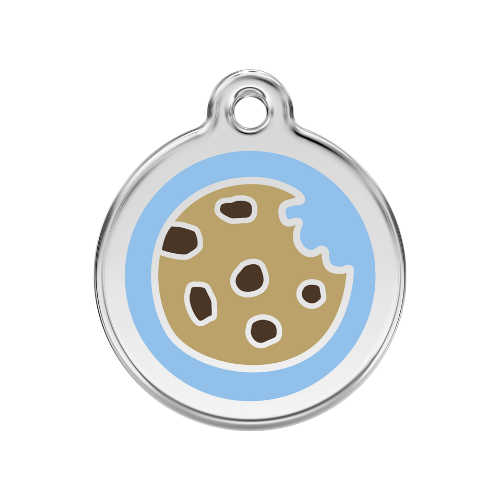 Red Dingo Cookie Enamel Stainless Steel Dog ID Tag Light Blue Medium