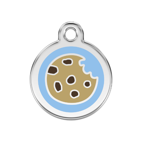 Red Dingo Cookie Enamel Stainless Steel Dog ID Tag Light Blue Small