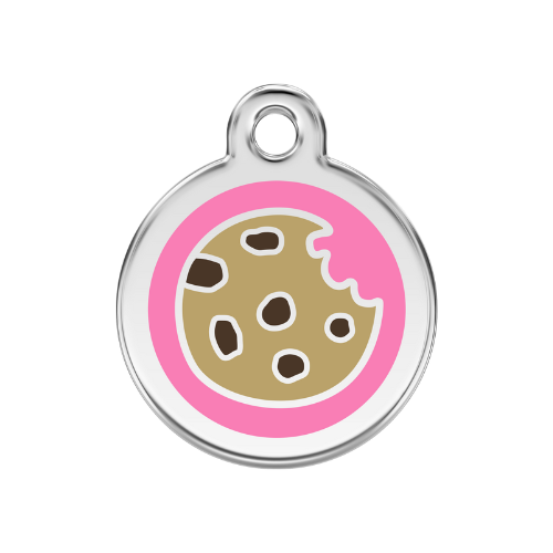 Red Dingo Cookie Enamel Stainless Steel Dog ID Tag Pink Small