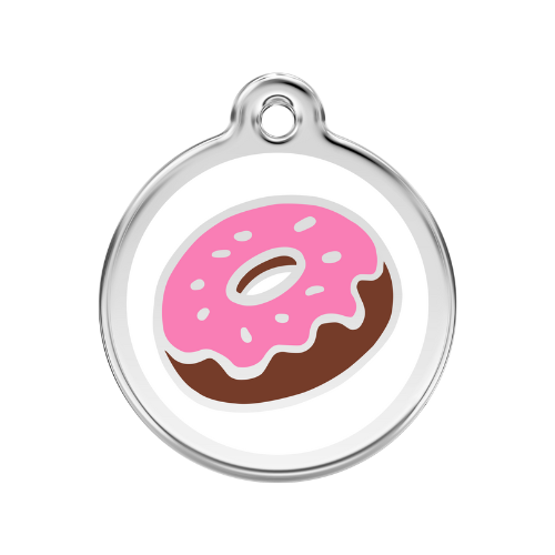 Red Dingo Donut Enamel Stainless Steel Dog ID Tag LARGE