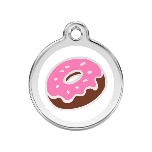 Red Dingo Donut Enamel Stainless Steel Dog ID Tag MEDIUM