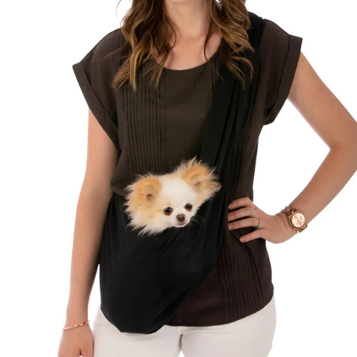 Susan Lanci Designs Mesh Small Dog Sling Travel Carrier Black