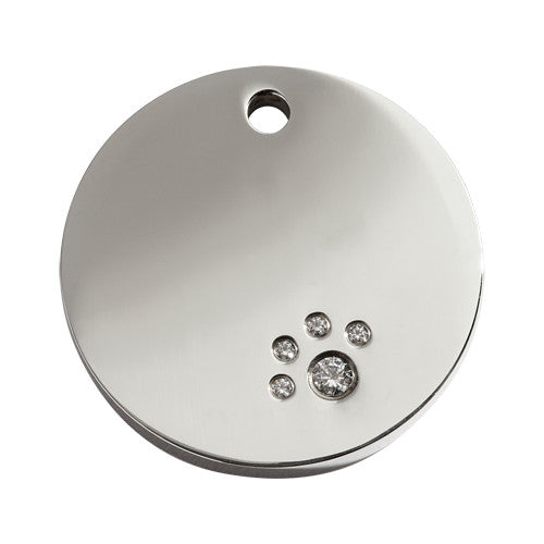 Red Dingo Circle Stainless Steel Swarovski Diamante Dog ID Tag Large