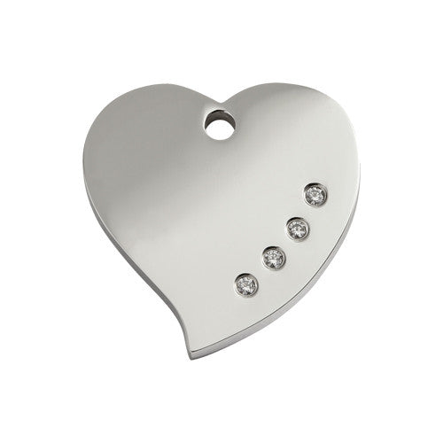 Red Dingo Heart Stainless Steel Swarovski Diamante Dog ID Tag Medium