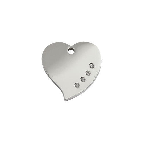 Red Dingo Heart Stainless Steel Swarovski Diamante Dog ID Tag Small