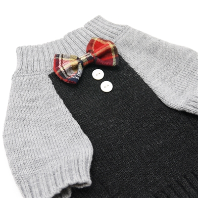 Dogo Pet Fashions Suspender Dog Sweater Front Neckline View