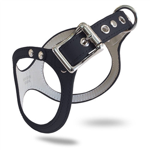 BB2 Buddy Belt Chole Free Step-In Faux Leather Dog Harness — Black Side View
