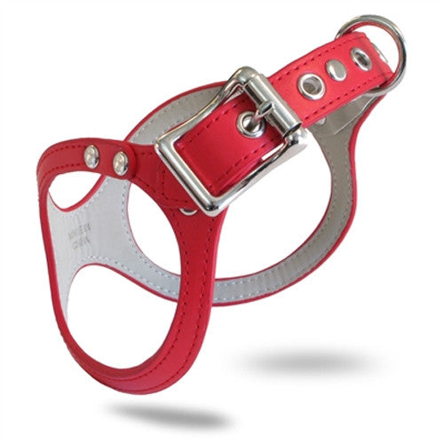 BB2 Buddy Belt Chole Free Step-In Faux Leather Dog Harness — Red Side View