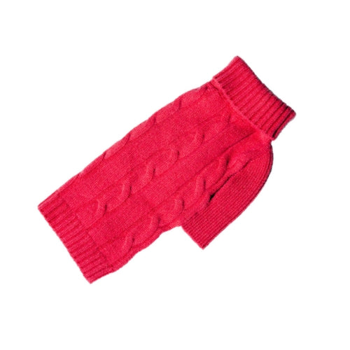 Canine Styles Cashmere Cable Knit Dog Sweater — Coral