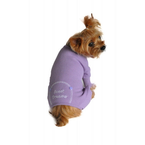 Doggie Design Sweet Dreams Thermal Dog Pajamas — Pastel Lilac Purple on Dog