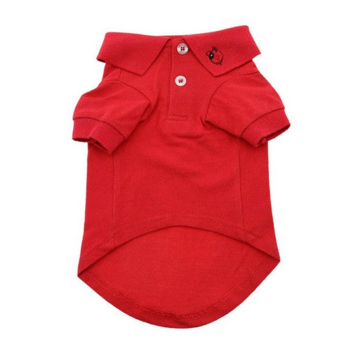 Doggie Deisgn Solid Polo Style Collared Dog Shirt Flame Scarlett Red