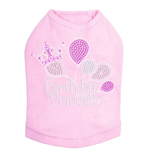 Dog In The Closet Birthday Princess Rhinestone Dog Tank Shirt Pink