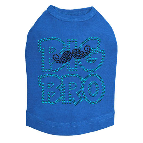 Dog In The Closet Big Bro Brother Mustache Tank Dog Shirt Blue