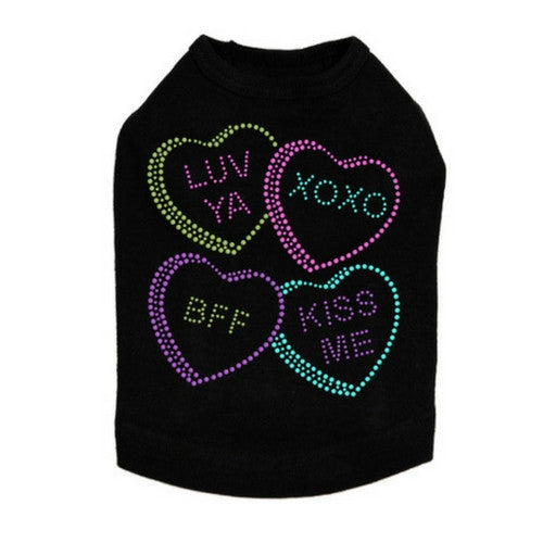 Dog In The Closet Candy Conversation Hearts Valentine Dog Tank Tee Black