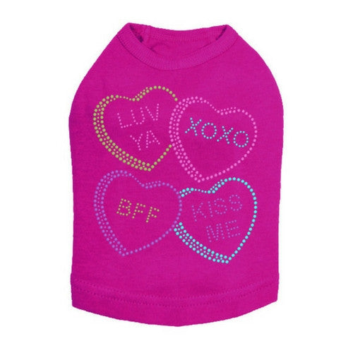 Dog In The Closet Candy ConversationHearts Valentine Dog Tank Tee Fuchsia