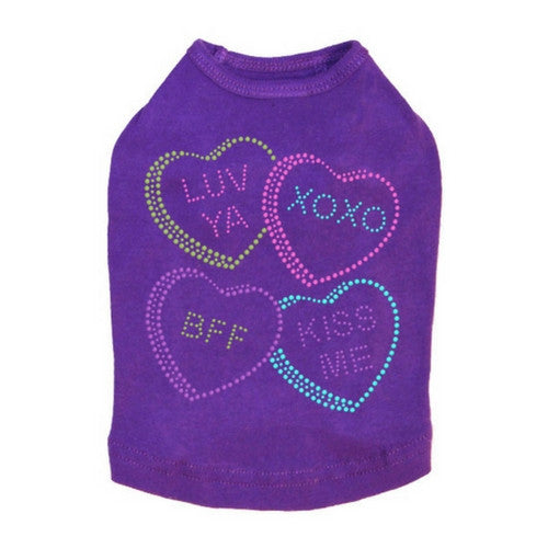 Dog In The Closet Candy Conversation Hearts Valentine Dog Tank Tee Purple