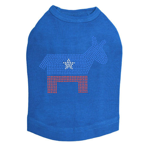 Political Democrat Donkey Rhinestone Dog Tank Dog In The Closet Blue