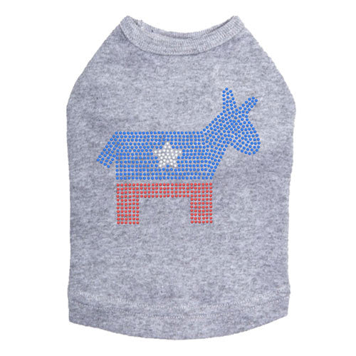 Political Democrat Donkey Rhinestone Dog Tank Dog In The Closet Gray