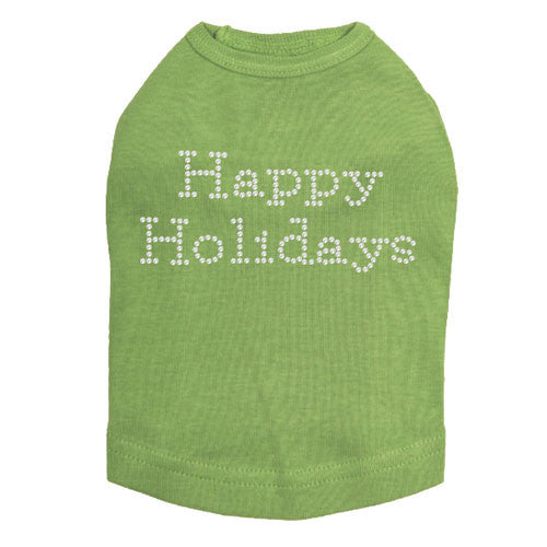 Dog In The Closet Happy Holidays Rhinestone Designer Dog Tank Lime Green