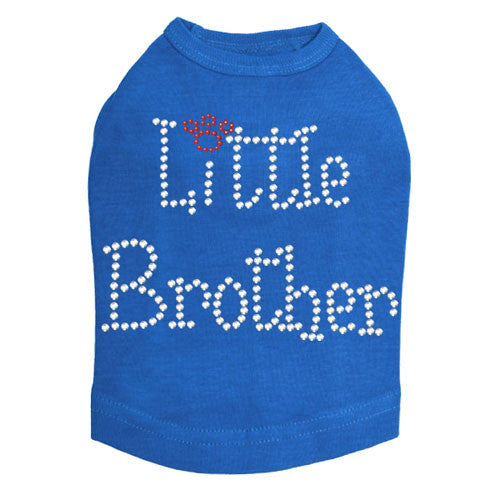 Dog In The Closet Little Brother Rhinestone Dog Tank Shirt Blue