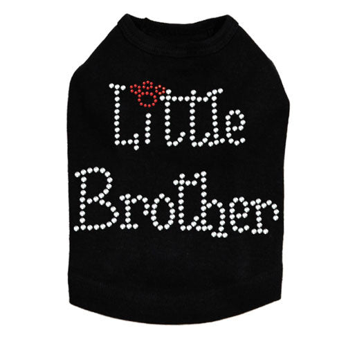 Dog In The Closet Little Brother Rhinestone Dog Tank Shirt Black