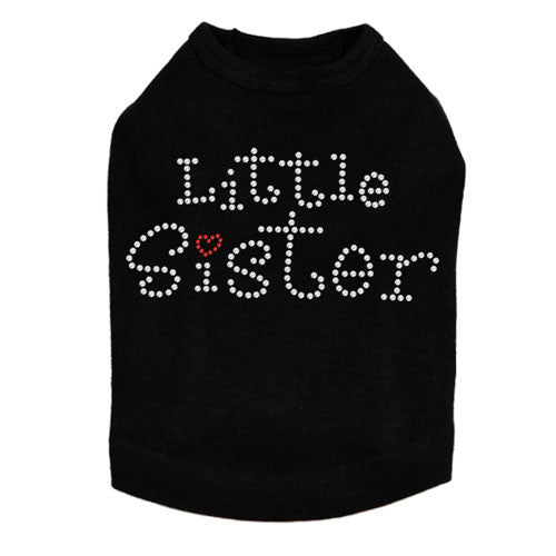 Dog In The Closet Little Sister Rhinestone Dog Tank Shirt Black