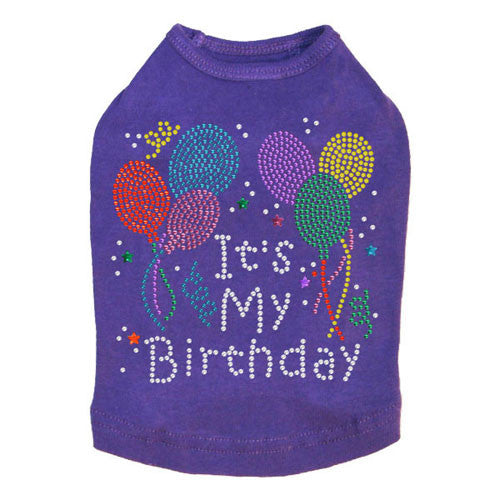 Dog In The Closet It's My Birthday Rhinestone Dog Tank Shirt Purple