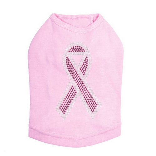 Dog In The Closet Breast Cancer Awareness Pink Ribbon Rhinestone Tank Pink
