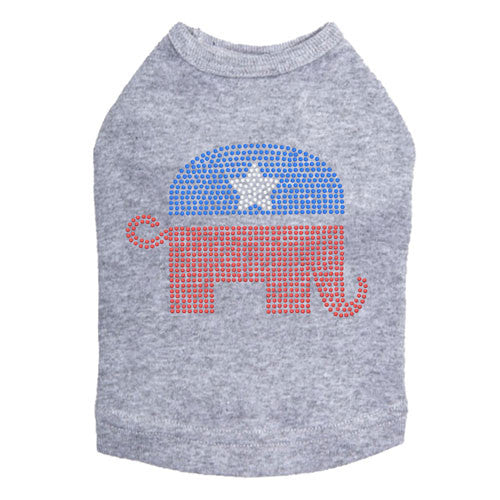 Political Republican Elephant Rhinestone Dog Tank Dog In The Closet Gray