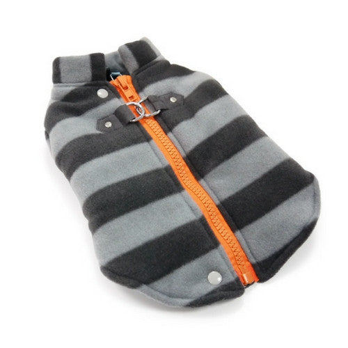 Dogo Pet Fashions Active Fleece D-Ring Winter Dog Coat Laying Down View