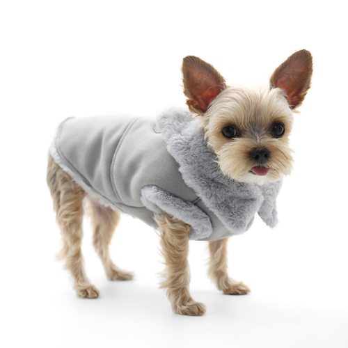 Dogo Pet Fashions Furry Gray Vintage Athletic Runner Winter Dog Coat