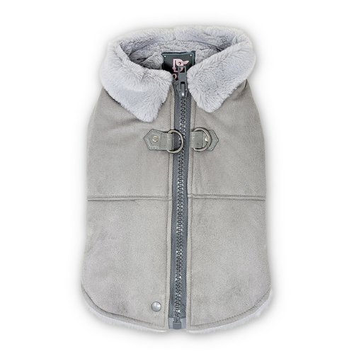 Dogo Pet Fashions Furry Gray Vintage Athletic Runner Winter Dog Coat