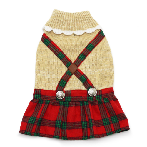 Dogo Pet Fashions Holiday Plaid Sweater Dress