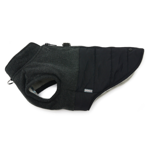 Dogo Pet Fashions Blue Insulated Midtown Runner Winter Dog Coat Side View
