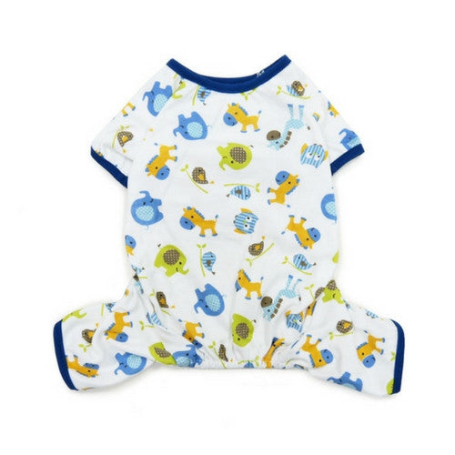 Dogo Pet Fashions Zoo Animal Dog Pajamas Blue Back View